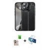 MARSİLYAN™- iPhone 16 Pro Max Kılıf Doruk Klasik Özel Seri - Siyah 3D Antistatik Seramik Nano Ekran Koruyucu + Raze Metal Kamera Lens - NLGY