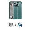 MARSİLYAN™- iPhone 16 Pro Max Kılıf Doruk Klasik Özel Seri - Siyah 3D Antistatik Seramik Nano Ekran Koruyucu + Pers Alüminyum Kamera Lens - GI