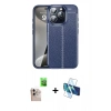 MARSİLYAN™- iPhone 16 Pro Max Kılıf Doruk Klasik Özel Seri - Siyah 3D Antistatik Seramik Nano Ekran Koruyucu + Raze Metal Kamera Lens - NLGY