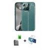 MARSİLYAN™- iPhone 16 Pro Max Kılıf Doruk Klasik Özel Seri - Siyah 3D Antistatik Seramik Nano Ekran Koruyucu + Raze Metal Kamera Lens - SH