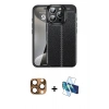 MARSİLYAN™- iPhone 16 Pro Max Kılıf Doruk Klasik Özel Seri - Siyah 3D Antistatik Seramik Nano Ekran Koruyucu + Pers Alüminyum Kamera Lens - CLTM