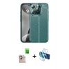 MARSİLYAN™- iPhone 16 Pro Max Kılıf Doruk Klasik Özel Seri - Siyah 3D Antistatik Seramik Nano Ekran Koruyucu + Raze Metal Kamera Lens - NLGY