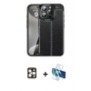 MARSİLYAN™- iPhone 16 Pro Max Kılıf Doruk Klasik Özel Seri - Siyah 3D Antistatik Seramik Nano Ekran Koruyucu + PVD Metal Kamera Lens - GD