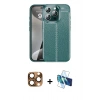 MARSİLYAN™- iPhone 16 Pro Max Kılıf Doruk Klasik Özel Seri - Siyah 3D Antistatik Seramik Nano Ekran Koruyucu + Pers Alüminyum Kamera Lens - CLTM