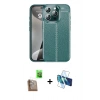 MARSİLYAN™- iPhone 16 Pro Max Kılıf Doruk Klasik Özel Seri - Siyah 3D Antistatik Seramik Nano Ekran Koruyucu + Raze Metal Kamera Lens - CLTM