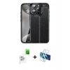 MARSİLYAN™- iPhone 16 Pro Max Kılıf Doruk Klasik Özel Seri - Siyah 3D Antistatik Seramik Nano Ekran Koruyucu + Raze Metal Kamera Lens - BZ