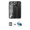 MARSİLYAN™- iPhone 16 Pro Max Kılıf Doruk Klasik Özel Seri - Siyah 3D Antistatik Seramik Nano Ekran Koruyucu + PVD Metal Kamera Lens - GS