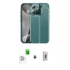 MARSİLYAN™- iPhone 16 Pro Max Kılıf Doruk Klasik Özel Seri - Siyah Bilvis 3D Cam Ekran Koruyucu + Raze Metal Kamera Lens - BZ