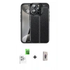 MARSİLYAN™- iPhone 16 Pro Max Kılıf Doruk Klasik Özel Seri - Siyah Bilvis 3D Cam Ekran Koruyucu + Raze Metal Kamera Lens - BZ