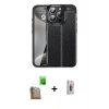 MARSİLYAN™- iPhone 16 Pro Max Kılıf Doruk Klasik Özel Seri - Siyah Bilvis 3D Cam Ekran Koruyucu + Raze Metal Kamera Lens - CLTM