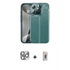 MARSİLYAN™- iPhone 16 Pro Max Kılıf Doruk Klasik Özel Seri - Siyah Bilvis 3D Cam Ekran Koruyucu + Pers Alüminyum Kamera Lens - GI