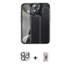MARSİLYAN™- iPhone 16 Pro Max Kılıf Doruk Klasik Özel Seri - Siyah Bilvis 3D Cam Ekran Koruyucu + Pers Alüminyum Kamera Lens - GI
