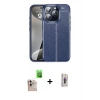 MARSİLYAN™- iPhone 16 Pro Max Kılıf Doruk Klasik Özel Seri - Siyah Bilvis 3D Cam Ekran Koruyucu + Natural Grey Raze Metal Kamera Lens