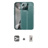MARSİLYAN™- iPhone 16 Pro Max Kılıf Doruk Klasik Özel Seri - Siyah Bilvis 3D Cam Ekran Koruyucu + PVD Metal Kamera Lens - GS