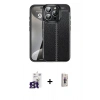 MARSİLYAN™- iPhone 16 Pro Max Kılıf Doruk Klasik Özel Seri - Siyah Bilvis 3D Cam Ekran Koruyucu + Bilvis Titan Kamera Lens - TMGI