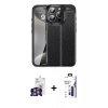 MARSİLYAN™- iPhone 16 Pro Max Kılıf Doruk Klasik Özel Seri - Siyah Bilvis 3X AR Hayalet Cam Ekran Koruyucu + Bilvis Titan Kamera Lens - GS