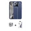 MARSİLYAN™- iPhone 16 Pro Max Kılıf Doruk Klasik Özel Seri - Siyah Bilvis 3X AR Hayalet Cam Ekran Koruyucu + Pers Alüminyum Kamera Lens - GI