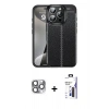 MARSİLYAN™- iPhone 16 Pro Max Kılıf Doruk Klasik Özel Seri - Siyah Bilvis 3X AR Hayalet Cam Ekran Koruyucu + Pers Alüminyum Kamera Lens - GI