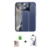 MARSİLYAN™- iPhone 16 Pro Max Kılıf Doruk Klasik Özel Seri - Siyah Bilvis 3X AR Hayalet Cam Ekran Koruyucu + Raze Metal Kamera Lens - NLGY