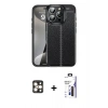 MARSİLYAN™- iPhone 16 Pro Max Kılıf Doruk Klasik Özel Seri - Siyah Bilvis 3X AR Hayalet Cam Ekran Koruyucu + PVD Metal Kamera Lens - GD