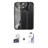 MARSİLYAN™- iPhone 16 Pro Max Kılıf Doruk Klasik Özel Seri - Siyah Bilvis 3X AR HD Cam Ekran Koruyucu + Bilvis Titan Kamera Lens - GS