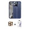 MARSİLYAN™- iPhone 16 Pro Max Kılıf Doruk Klasik Özel Seri - Siyah Bilvis 3X AR HD Cam Ekran Koruyucu + Pers Alüminyum Kamera Lens - CLTM