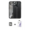 MARSİLYAN™- iPhone 16 Pro Max Kılıf Doruk Klasik Özel Seri - Siyah Bilvis 3X AR HD Cam Ekran Koruyucu + PVD Metal Kamera Lens - GS