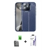 MARSİLYAN™- iPhone 16 Pro Max Kılıf Doruk Klasik Özel Seri - Siyah Bilvis 3X AR HD Cam Ekran Koruyucu + Raze Metal Kamera Lens - SH