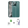 MARSİLYAN™- iPhone 16 Pro Max Kılıf Doruk Klasik Özel Seri - Siyah Bilvis 3X AR HD Cam Ekran Koruyucu + Raze Metal Kamera Lens - BZ