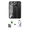 MARSİLYAN™- iPhone 16 Pro Max Kılıf Doruk Klasik Özel Seri - Siyah Bilvis 3X AR HD Cam Ekran Koruyucu + Raze Metal Kamera Lens - SH
