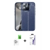 MARSİLYAN™- iPhone 16 Pro Max Kılıf Doruk Klasik Özel Seri - Siyah Bilvis 3X AR HD Cam Ekran Koruyucu + Raze Metal Kamera Lens - BZ