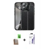 MARSİLYAN™- iPhone 16 Pro Max Kılıf Doruk Klasik Özel Seri - Siyah Bilvis 3X AR HD Cam Ekran Koruyucu + Raze Metal Kamera Lens - CLTM