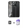 MARSİLYAN™- iPhone 16 Pro Max Kılıf Doruk Klasik Özel Seri - Siyah Bilvis 5in1 3D Magic Cam Ekran Koruyucu + PVD Metal Kamera Lens - SH