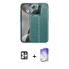 MARSİLYAN™- iPhone 16 Pro Max Kılıf Doruk Klasik Özel Seri - Siyah Bilvis 5in1 3D Magic Cam Ekran Koruyucu + Gold PVD Metal Kamera Lens