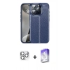 MARSİLYAN™- iPhone 16 Pro Max Kılıf Doruk Klasik Özel Seri - Siyah Bilvis 5in1 3D Magic Cam Ekran Koruyucu + Pers Alüminyum Kamera Lens - GS