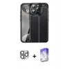 MARSİLYAN™- iPhone 16 Pro Max Kılıf Doruk Klasik Özel Seri - Siyah Bilvis 5in1 3D Magic Cam Ekran Koruyucu + Pers Alüminyum Kamera Lens - GI