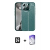 MARSİLYAN™- iPhone 16 Pro Max Kılıf Doruk Klasik Özel Seri - Siyah Bilvis 5in1 3D Magic Cam Ekran Koruyucu + PVD Metal Kamera Lens - SH