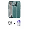 MARSİLYAN™- iPhone 16 Pro Max Kılıf Doruk Klasik Özel Seri - Siyah Bilvis 5in1 3D Magic Cam Ekran Koruyucu + Pers Alüminyum Kamera Lens - GS