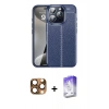 MARSİLYAN™- iPhone 16 Pro Max Kılıf Doruk Klasik Özel Seri - Siyah Bilvis 5in1 3D Magic Cam Ekran Koruyucu + Pers Alüminyum Kamera Lens - CLTM