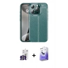 MARSİLYAN™- iPhone 16 Pro Max Kılıf Doruk Klasik Özel Seri - Siyah Bilvis 5in1 5D Magic Hayalet Cam Ekran Koruyucu + Bilvis Titan Kamera Lens - TMGI