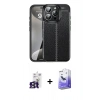MARSİLYAN™- iPhone 16 Pro Max Kılıf Doruk Klasik Özel Seri - Siyah Bilvis 5in1 5D Magic Hayalet Cam Ekran Koruyucu + Bilvis Titan Kamera Lens - TMGI