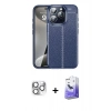 MARSİLYAN™- iPhone 16 Pro Max Kılıf Doruk Klasik Özel Seri - Siyah Bilvis 5in1 5D Magic Hayalet Cam Ekran Koruyucu + Pers Alüminyum Kamera Lens - GS