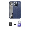 MARSİLYAN™- iPhone 16 Pro Max Kılıf Doruk Klasik Özel Seri - Siyah Bilvis 5in1 5D Magic Hayalet Cam Ekran Koruyucu + PVD Metal Kamera Lens - SH