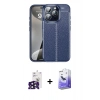 MARSİLYAN™- iPhone 16 Pro Max Kılıf Doruk Klasik Özel Seri - Siyah Bilvis 5in1 5D Magic Hayalet Cam Ekran Koruyucu + Bilvis Titan Kamera Lens - SH