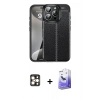 MARSİLYAN™- iPhone 16 Pro Max Kılıf Doruk Klasik Özel Seri - Siyah Bilvis 5in1 5D Magic Hayalet Cam Ekran Koruyucu + PVD Metal Kamera Lens - GD