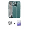 MARSİLYAN™- iPhone 16 Pro Max Kılıf Doruk Klasik Özel Seri - Siyah Bilvis 5in1 5D Magic Hayalet Cam Ekran Koruyucu + Pers Alüminyum Kamera Lens - GS
