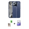 MARSİLYAN™- iPhone 16 Pro Max Kılıf Doruk Klasik Özel Seri - Siyah Bilvis 5in1 5D Magic Hayalet Cam Ekran Koruyucu + Raze Metal Kamera Lens - NLGY