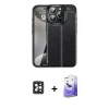 MARSİLYAN™- iPhone 16 Pro Max Kılıf Doruk Klasik Özel Seri - Siyah Bilvis 5in1 5D Magic Hayalet Cam Ekran Koruyucu + PVD Metal Kamera Lens - SH