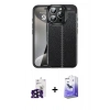 MARSİLYAN™- iPhone 16 Pro Max Kılıf Doruk Klasik Özel Seri - Siyah Bilvis 5in1 5D Magic Hayalet Cam Ekran Koruyucu + Bilvis Titan Kamera Lens - SH