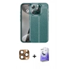 MARSİLYAN™- iPhone 16 Pro Max Kılıf Doruk Klasik Özel Seri - Siyah Bilvis 5in1 5D Magic Hayalet Cam Ekran Koruyucu + Pers Alüminyum Kamera Lens - CLTM